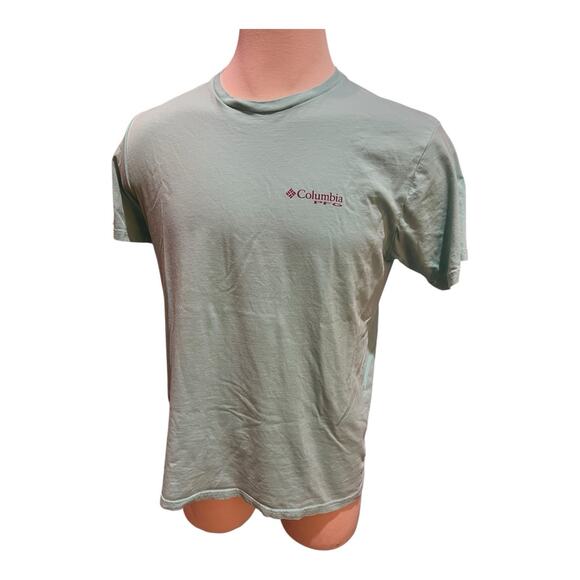 Columbia Teal Blue PFG Fishing Large Short Sleeve Tee Classic Design - Picture 2 of 6
